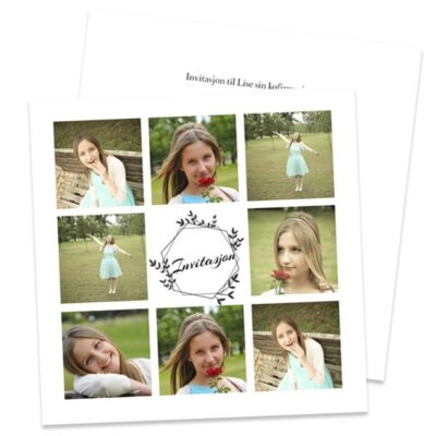 Invitasjon konfirmasjon 15x15cm - trykk på to sider