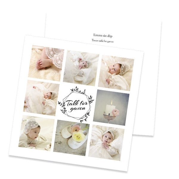 Dåp 15x15cm - trykk på to sider