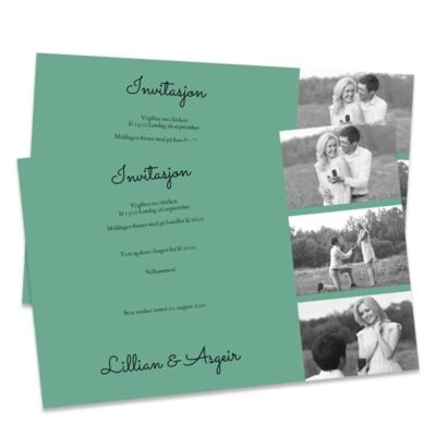 Invitasjon bryllup 10x15cm - trykk på en side, liggende