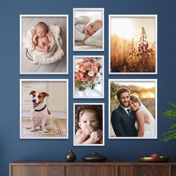 Bildevegg 4 stk 20x25cm 3 stk 13x18cm