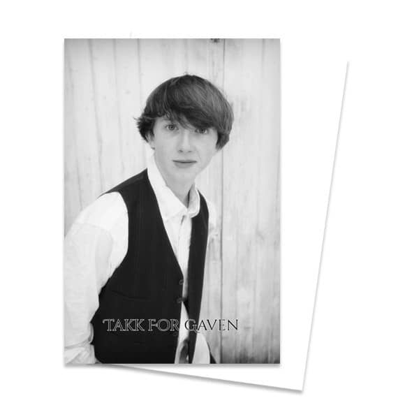 Konfirmasjon takk 10x15cm - trykk på to sider, stående