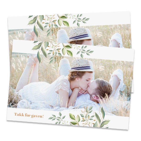 10-pk Takkekort bryllup 10x15cm - trykk på en side, liggende