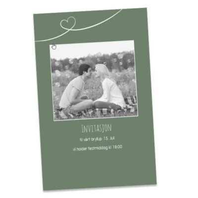 Invitasjon bryllup 10x15cm - trykk på en side, stående
