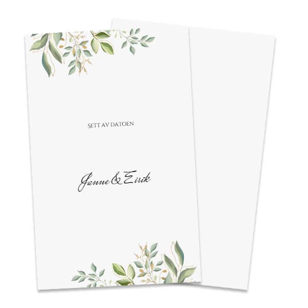 Invitasjon bryllup 10x15cm - trykk på to sider, stående