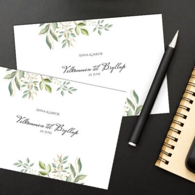 Invitasjon bryllup 10x15cm - trykk på to sider, liggende