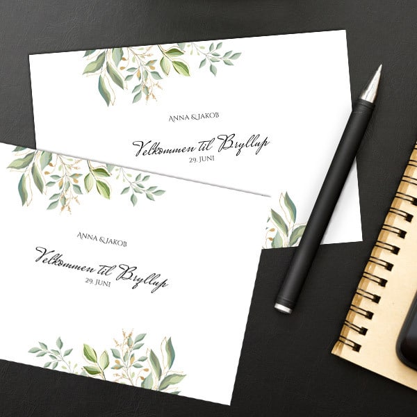 Invitasjon bryllup 10x15cm - trykk på to sider, liggende