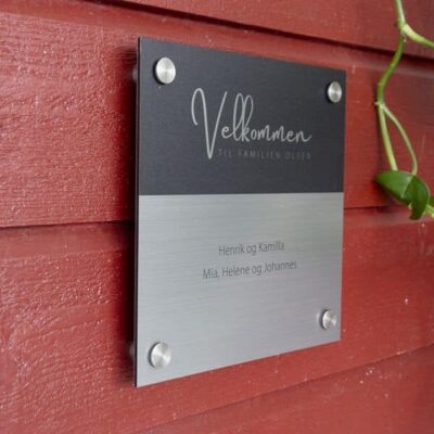 Dørskilt børstet 20x20 cm aluminium