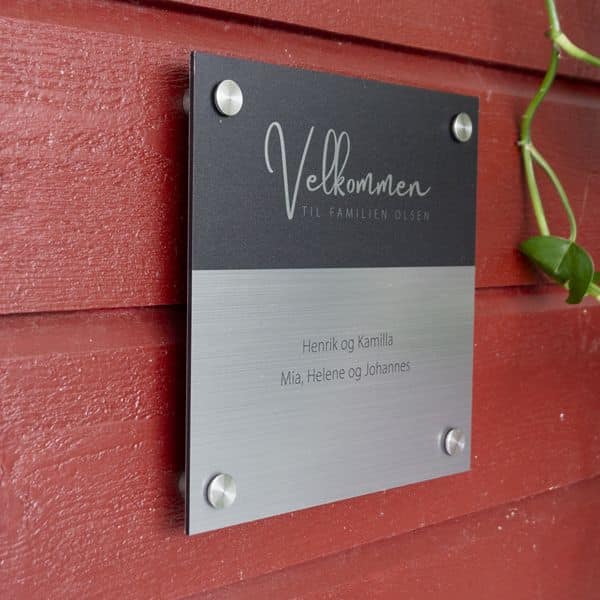 Dørskilt børstet 20x20 cm aluminium