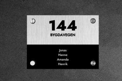 Dørskilt børstet 20x15 cm aluminium