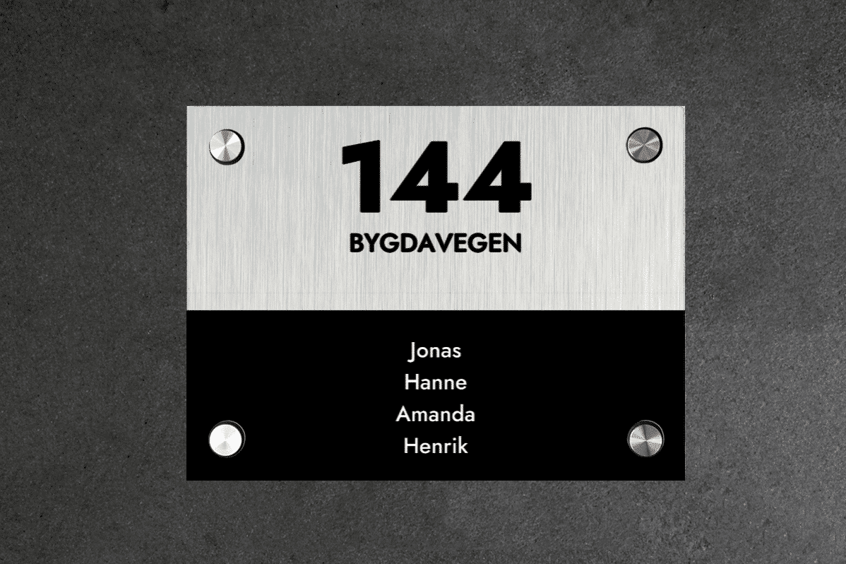 Dørskilt børstet 20x15 cm aluminium