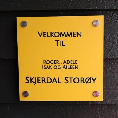 Dørskilt 20x20 cm aluminium